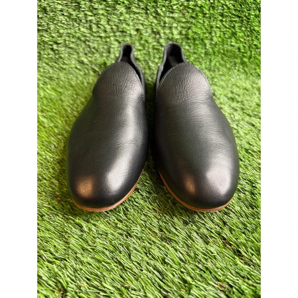 OSAY La Man in Black Loafer Black Grain Leather Handmade Slip‎ On Shoes Mens 43
